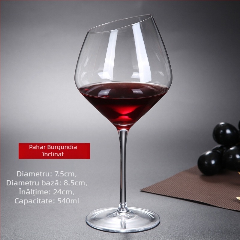 Pahar de vin roșu înclinat, cristal creativ, Burgundy, Bordeaux, set de pahare înalte de șampanie, gata pentru vânzare cu ridicata, stil simplu