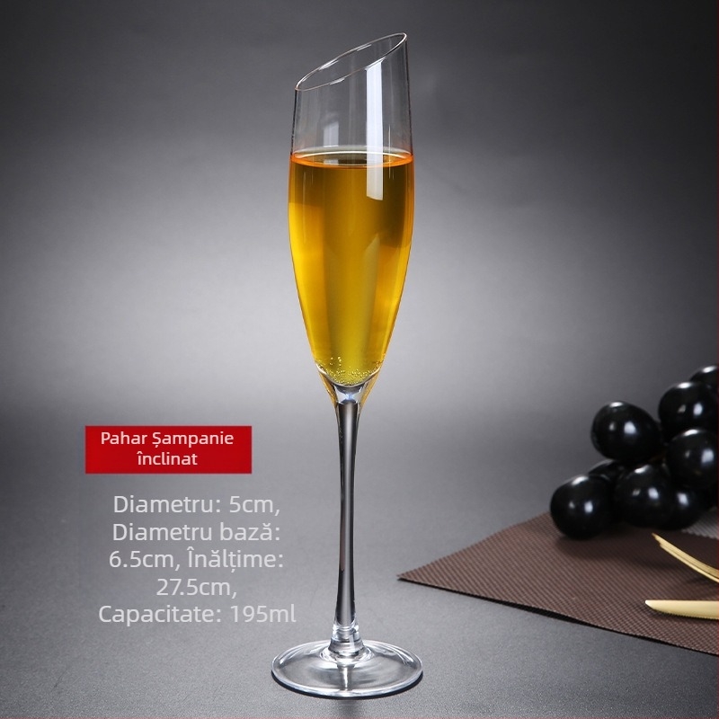Pahar de vin roșu înclinat, cristal creativ, Burgundy, Bordeaux, set de pahare înalte de șampanie, gata pentru vânzare cu ridicata, stil simplu