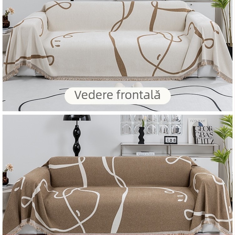 Prosop de canapea Chenille, husă completă, pentru patru sezoane, universal, cu rând drept, dintr-o singură bucată, antiderapantă, pătură nouă 2025