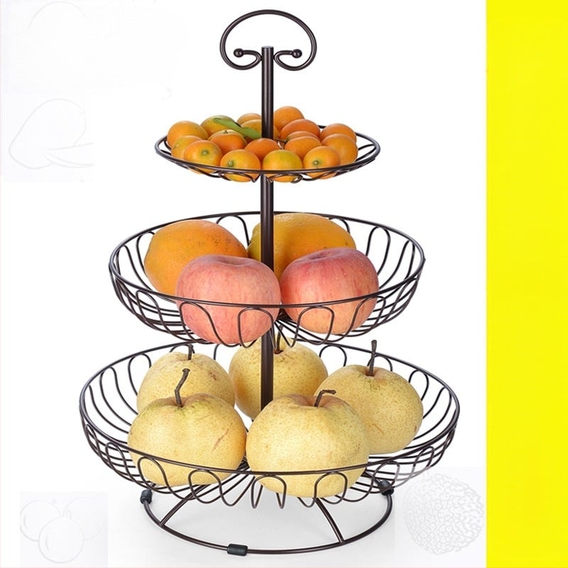 Coș cu fructe en-gros, living creativ, stil european, masă de cafea pentru uz casnic, raft cu trei straturi, gustări, internet, popular, depozitare mare multistrat