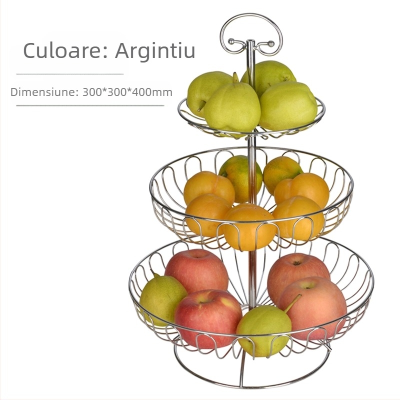 Coș cu fructe en-gros, living creativ, stil european, masă de cafea pentru uz casnic, raft cu trei straturi, gustări, internet, popular, depozitare mare multistrat