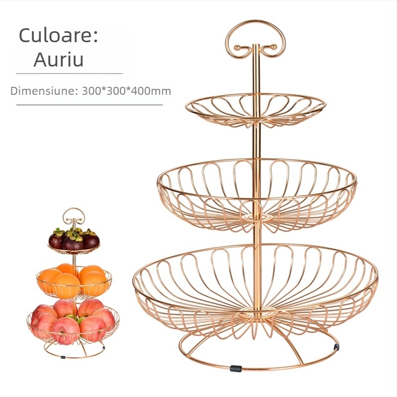 Coș cu fructe en-gros, living creativ, stil european, masă de cafea pentru uz casnic, raft cu trei straturi, gustări, internet, popular, depozitare mare multistrat