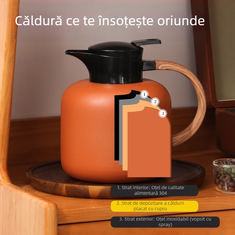 Ceainic vid cu dublu strat de izolație termică, termos anti-opărire, capacitate mare, sticlă de conservare a căldurii, cadouri de înaltă calitate