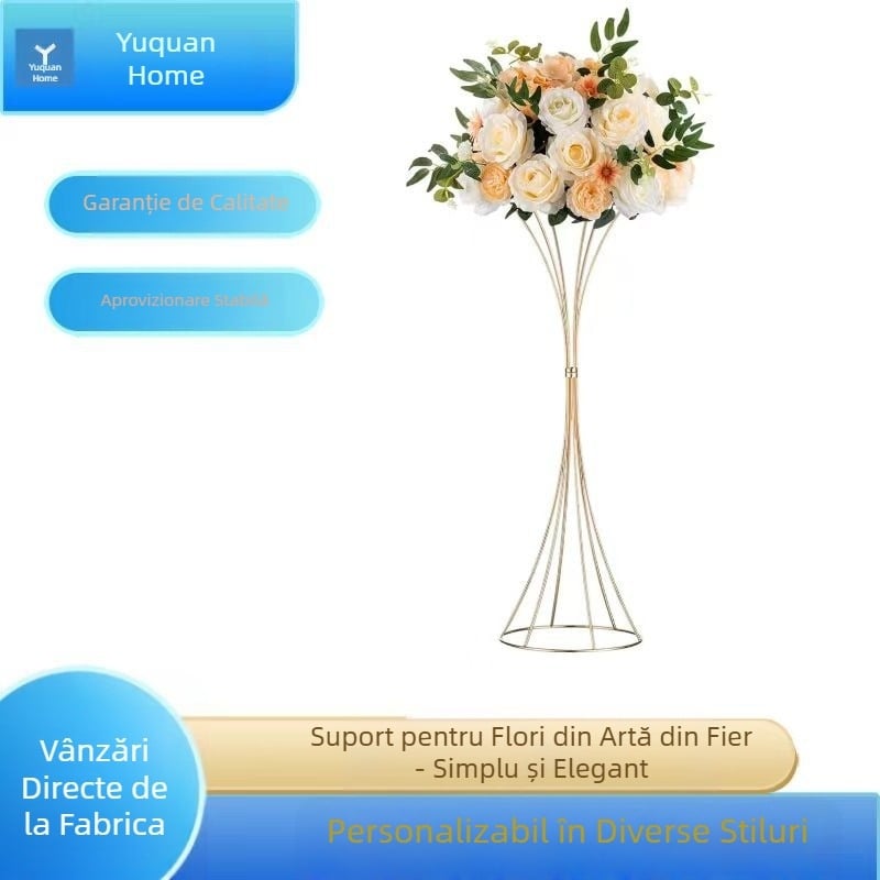 Ornament geometric cu suport de flori din metal gol, suport de flori cu talie aurie, piesă centrală pentru masă de nuntă, recuzită de nuntă, decor pentru culoar