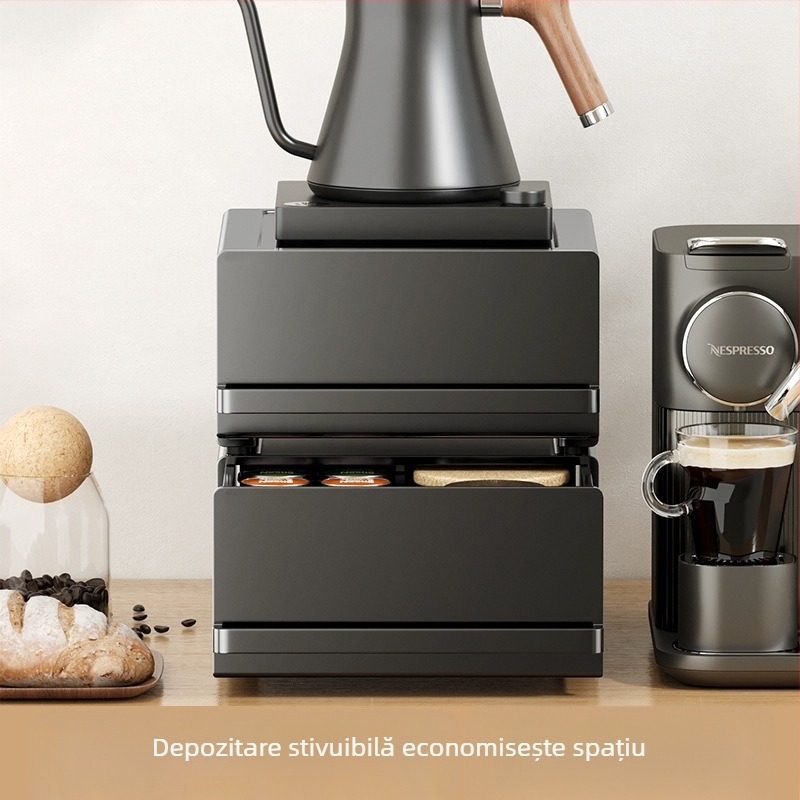 Raft de depozitare pentru aparat de cafea, multifuncțional, pentru fierbător, raft de depozitare extractibil pentru pliculețe de ceai, capsule de cafea, cutie de depozitare