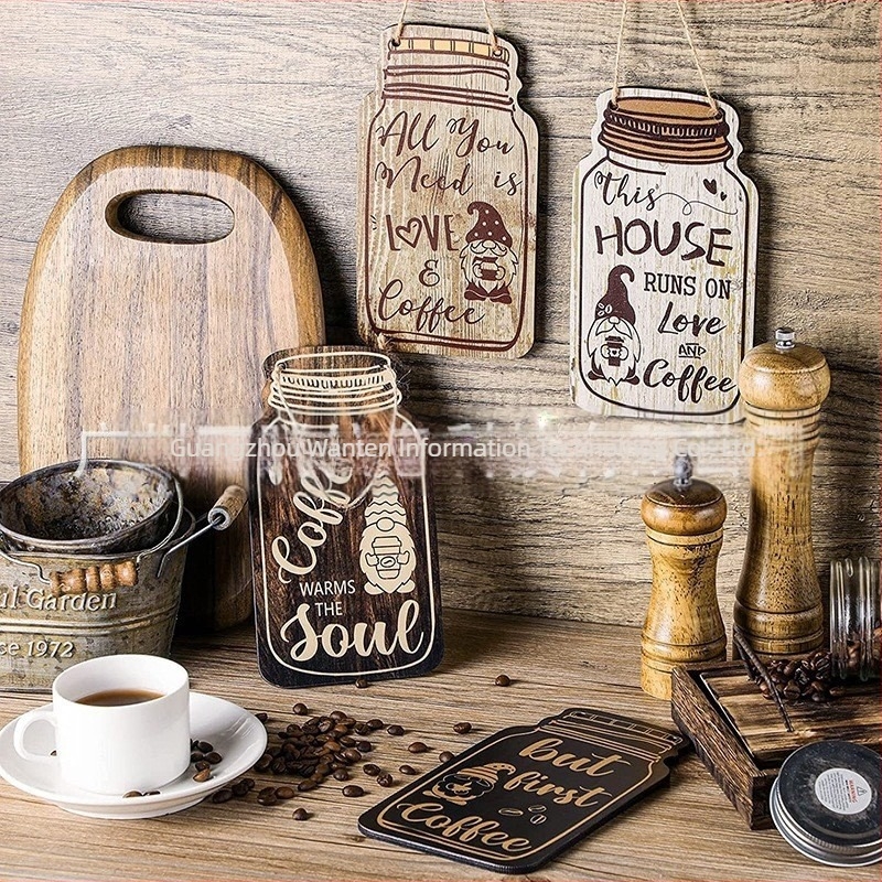 Transfrontalieră 2 Vintage Fashion Clasic Lemn Cafea Litere Logo Acasă Bucătărie Decorare Rustic Din Lemn Listă