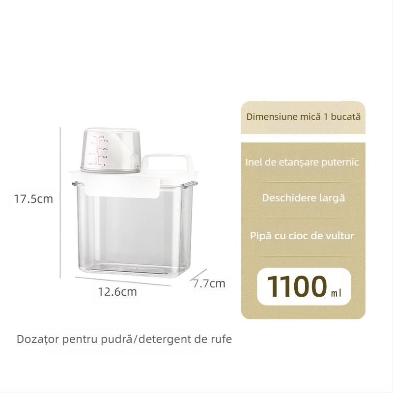 Cutie de depozitare a detergentului de rufe japoneză, rezervor de depozitare a detergentului de rufe transparent, cutie acrilică transparentă, necesități zilnice pentru casă