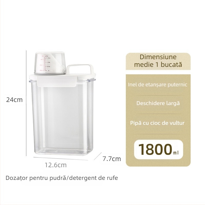 Cutie de depozitare a detergentului de rufe japoneză, rezervor de depozitare a detergentului de rufe transparent, cutie acrilică transparentă, necesități zilnice pentru casă
