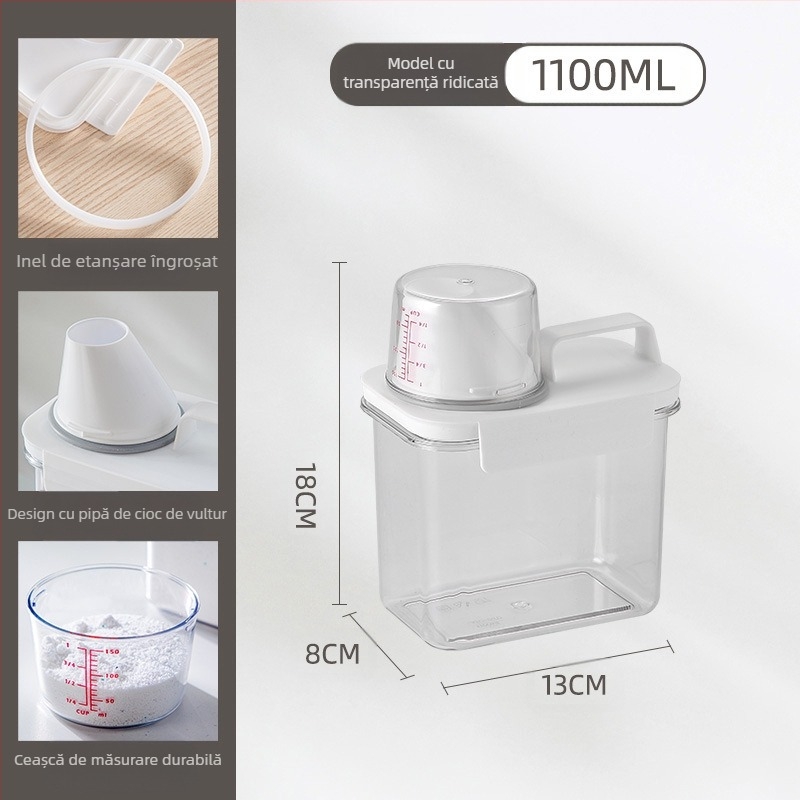 Cutie de depozitare a detergentului de rufe japoneză, rezervor de depozitare a detergentului de rufe transparent, cutie acrilică transparentă, necesități zilnice pentru casă
