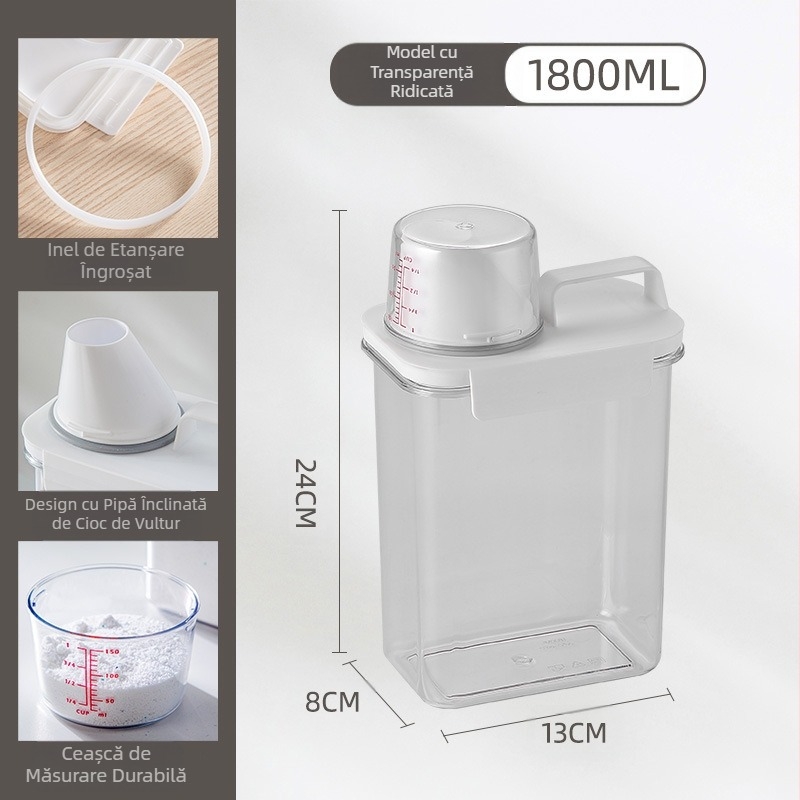 Cutie de depozitare a detergentului de rufe japoneză, rezervor de depozitare a detergentului de rufe transparent, cutie acrilică transparentă, necesități zilnice pentru casă