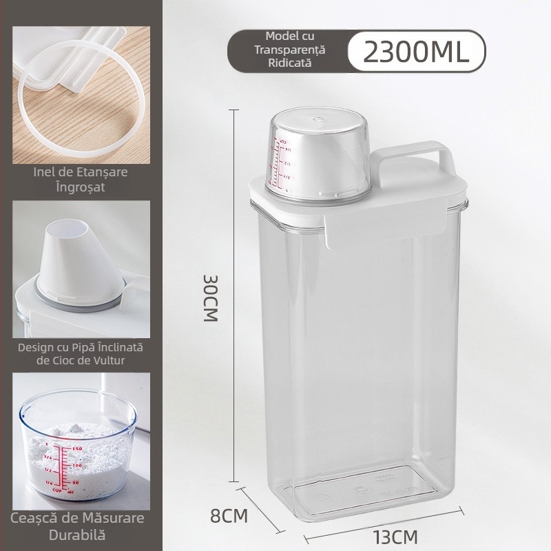 Cutie de depozitare a detergentului de rufe japoneză, rezervor de depozitare a detergentului de rufe transparent, cutie acrilică transparentă, necesități zilnice pentru casă