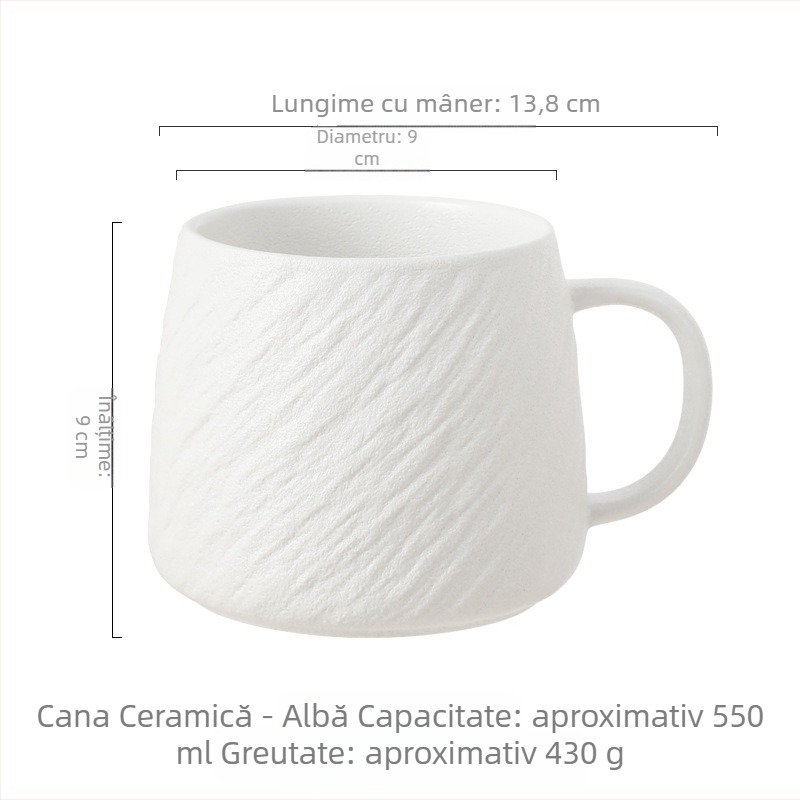 Cană ceramică simplă, cană de apă, cană de mic dejun, cafea, lapte, capacitate mare, cană de dormitor pentru fete de mare valoare