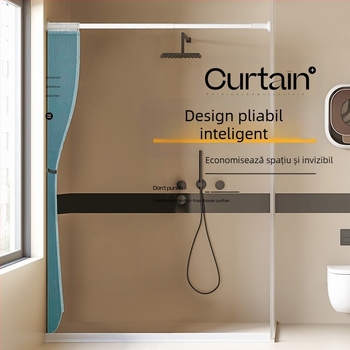 Perdea de duș pliabilă pentru baie, impermeabilă, rezistentă la mucegai, separare umedă și uscată, perdea despărțitoare, perdea de baie, perdea din pânză, perdea de duș de înaltă calitate