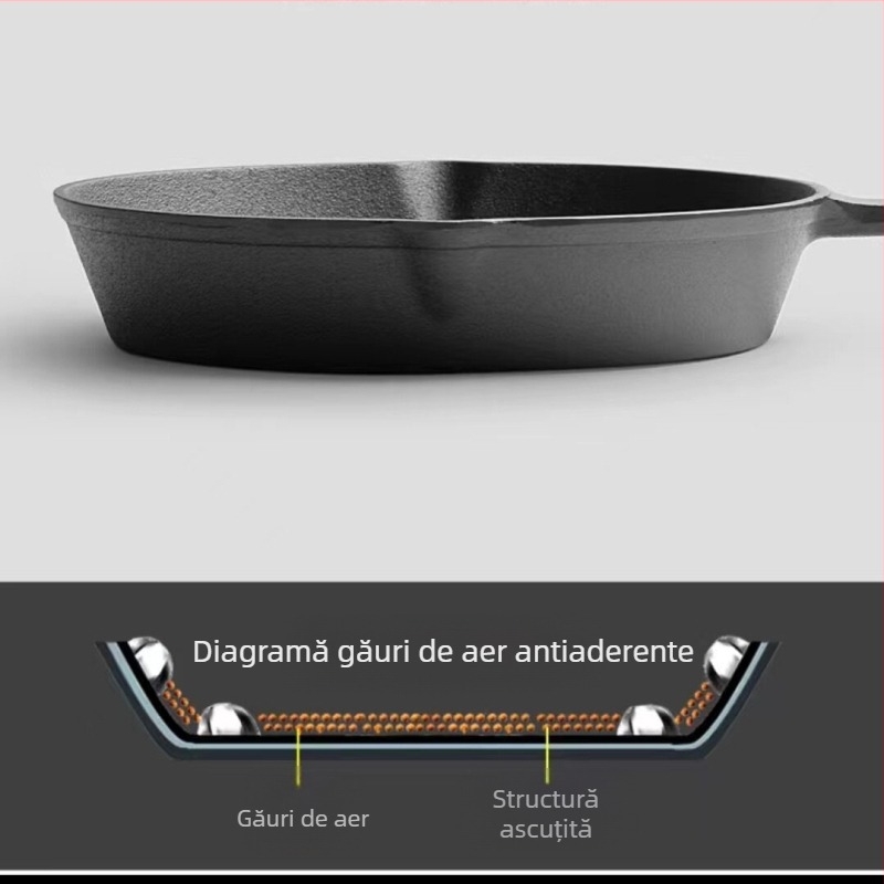 Tigaie mică din fontă, Wok îngroșat manual, Tigaie, Tigaie mini pentru omletă, Tigaie antiaderentă, Plită cu inducție
