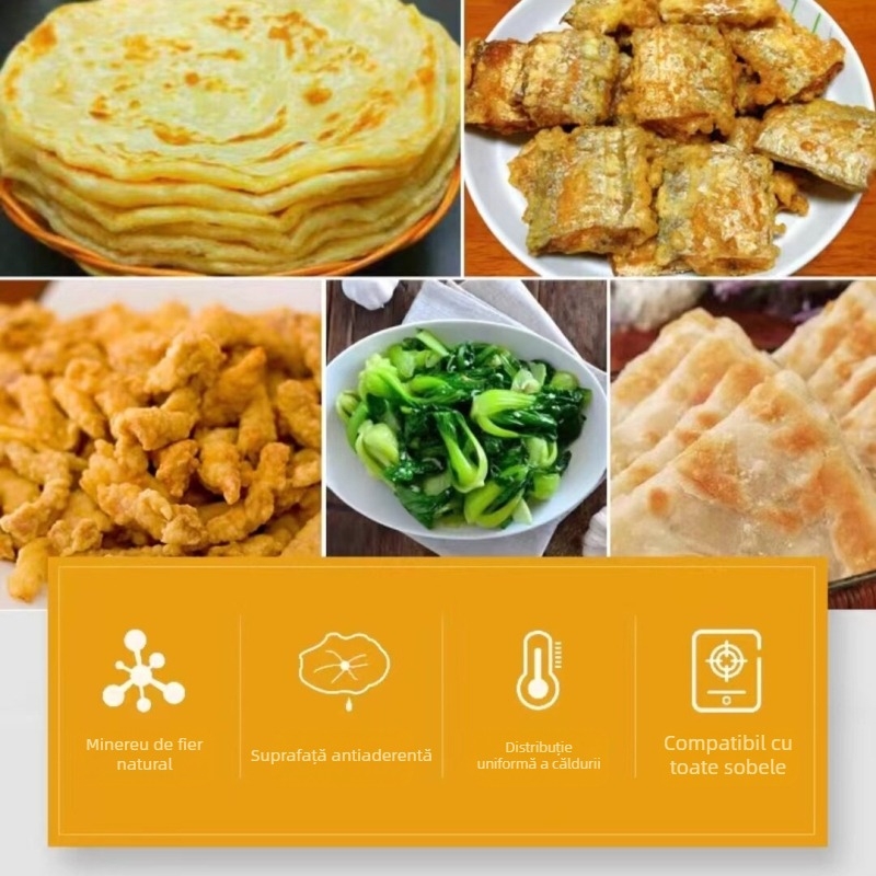 Tigaie mică din fontă, Wok îngroșat manual, Tigaie, Tigaie mini pentru omletă, Tigaie antiaderentă, Plită cu inducție