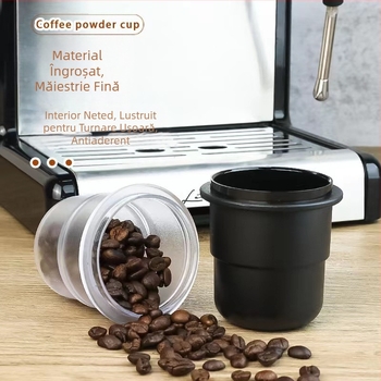 Conector vizual pentru pulbere de aparat de cafea italian, cană de cântărire a boabelor de cafea, conector vizual pentru pulbere din plastic, pulbere anti-zbură, cană de 58 mm
