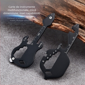 Deschizător de sticle multifuncțional în aer liber, chitară creativă, supraviețuire, gadget de măsurare de urgență, riglă, cheie, deschizător de sticle de bere