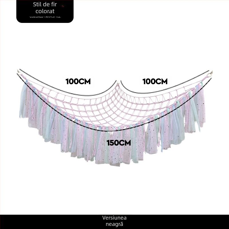 Plasă de hamac pentru jucării, buzunar, țesut manual, plasă de buzunar, jucărie de pluș, colț de depozitare, hamac, buzunar de perete, ciucure, plasă decorativă de buzunar