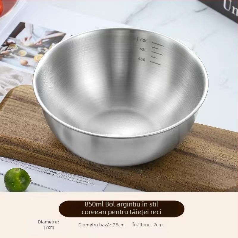 Bol de tăiței instant din oțel inoxidabil în stil coreean, bol de salată, bol de tăiței reci aurii, bol bibimbap, bol cu pudră de nuci pentru restaurant