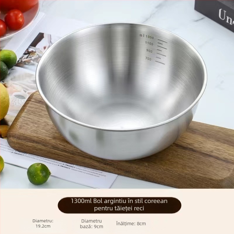 Bol de tăiței instant din oțel inoxidabil în stil coreean, bol de salată, bol de tăiței reci aurii, bol bibimbap, bol cu pudră de nuci pentru restaurant