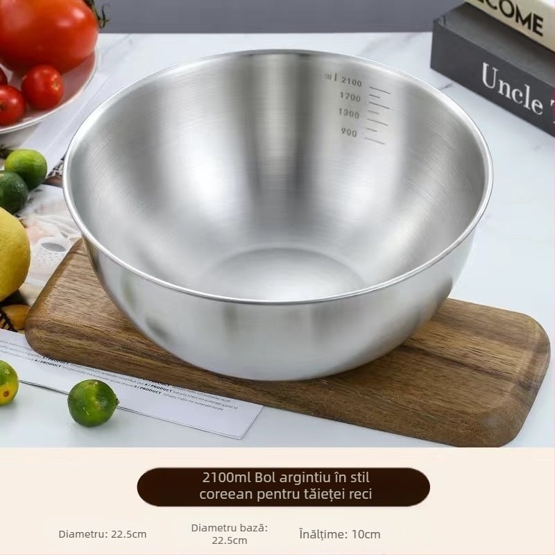 Bol de tăiței instant din oțel inoxidabil în stil coreean, bol de salată, bol de tăiței reci aurii, bol bibimbap, bol cu pudră de nuci pentru restaurant