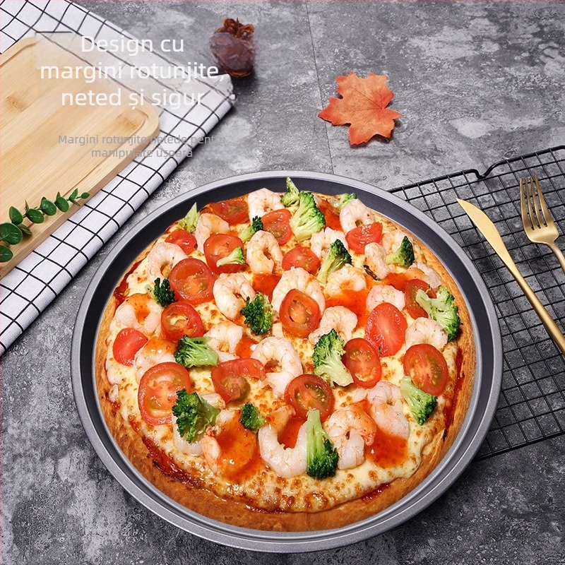 Matriță de copt, ondulată, rotundă, perforată, din oțel carbon, tavă de pizza, tavă puțin adâncă, tavă de copt, o varietate de specificații pot fi selectate