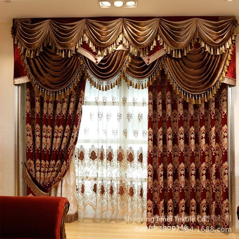 Depozit de peste mări în stoc, en-gros transfrontalier, de înaltă calitate, pentru cluburi de vile europene, îngroșat, cu jacquard de chenille, finisat, explozie de perdele