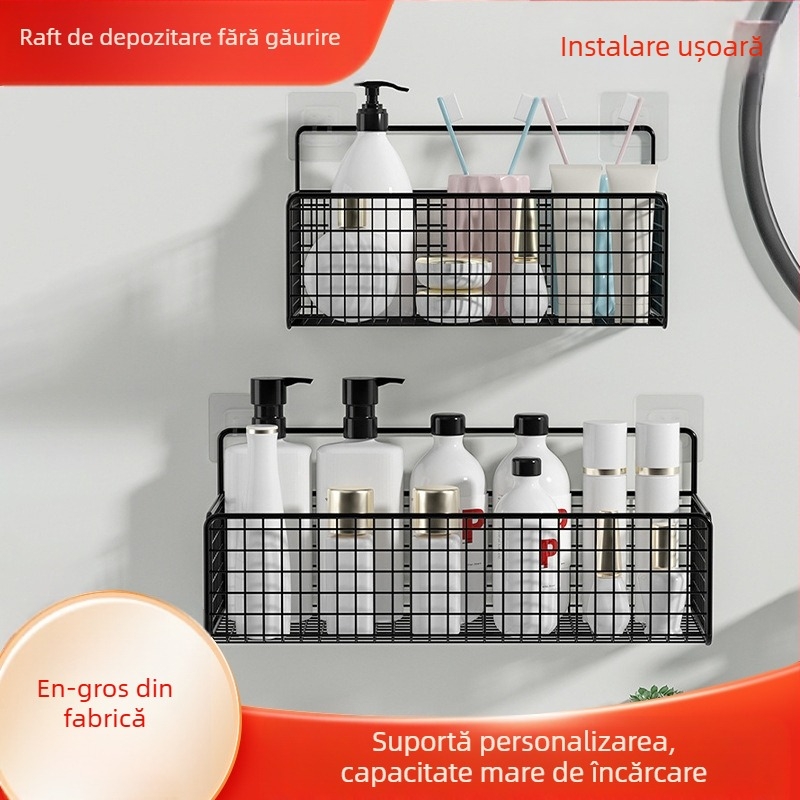 Suport de depozitare pentru toaletă, baie, toaletă, baie, masă de spălat, fără găuri, montat pe perete, artefact de depozitare montat pe perete