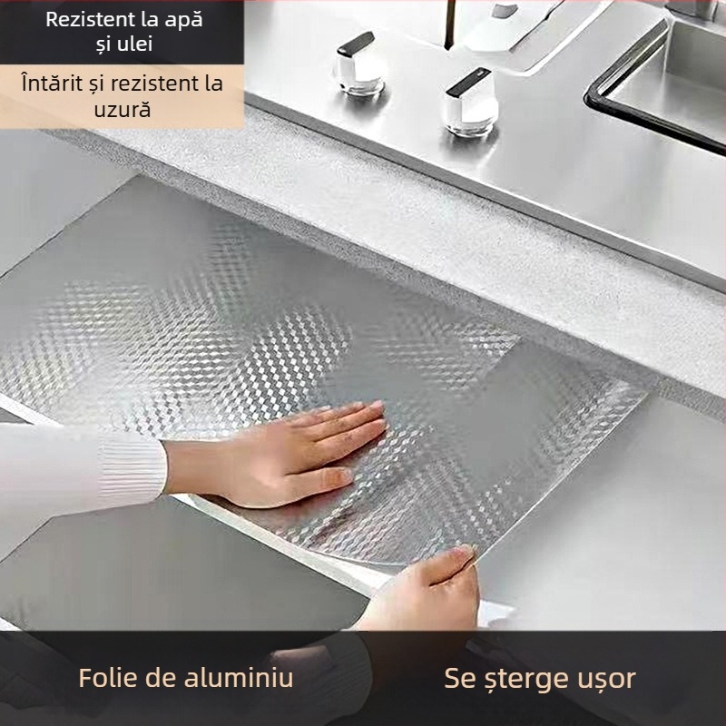 Folie de aluminiu rezistentă la ulei, autocolante de bucătărie, impermeabile, ignifuge, rezistente la temperaturi ridicate, autoadezive, hârtie, folie de staniu, rezistente la umiditate, autocolante de perete