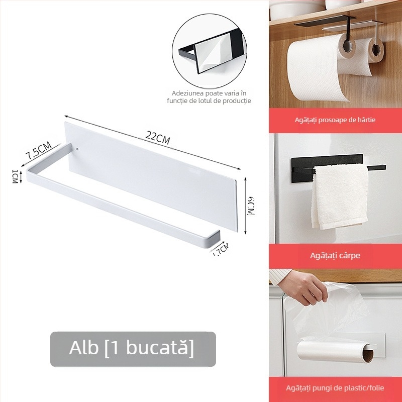 Suport de hârtie suspendat în stil japonez, suport pentru hârtie, montat pe perete, fără perforatoare, suport pentru șervețele de bucătărie, suport de depozitare pentru folie de conservare din pânză de uz casnic