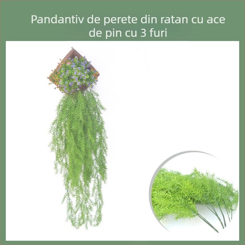 Simulare la fața locului din fabrică, plante decorative din ratan, 3 furculițe, agățat de perete cu ace de pin, nuntă, casă, agățat de perete, agățat de viță de vie cățărătoare, plante verzi