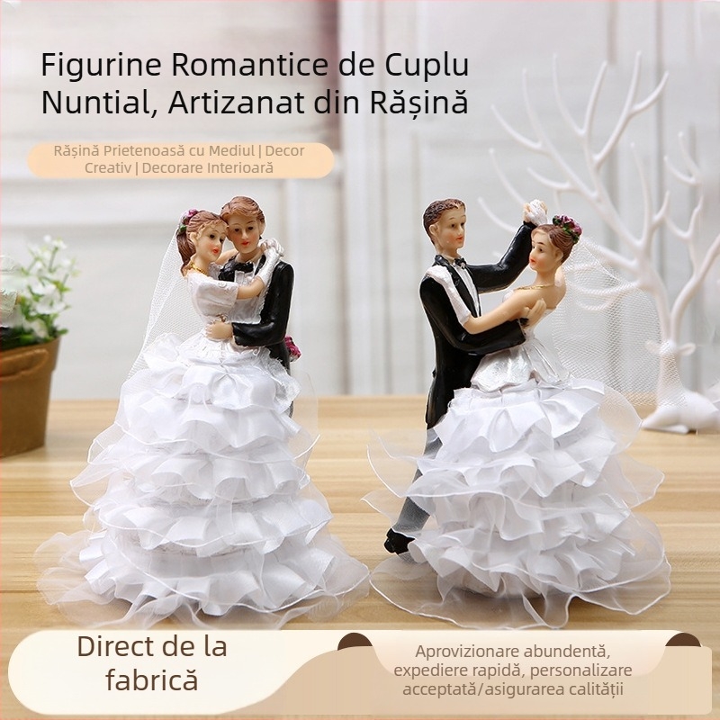 Noi personaje de nuntă din rășină artizanat tort de nuntă în stil occidental figurină decorativă cuplu romantic păpușă de nuntă