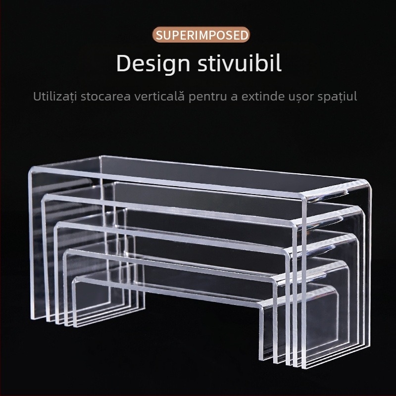 Raft de afișare acrilic, îngroșat, transparent, pentru pantofi, cutie blind, cu bule, Ma Doll, raft de depozitare portabil, în formă de U, raft de depozitare