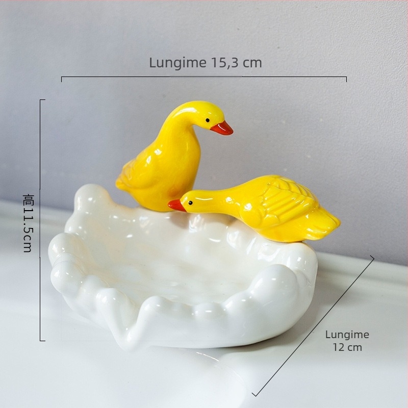 Cutie de săpun cu rață, de uz casnic, cu ventuză, fără perforare, pentru lavoar, depozitare, ornamente ceramice artizanale