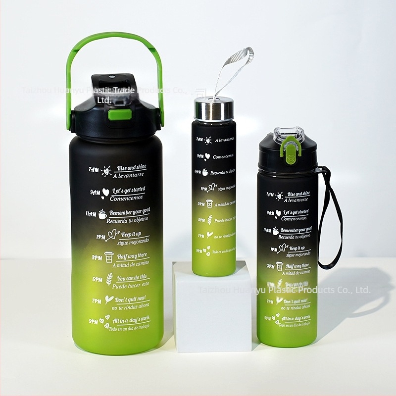 Trei seturi de pahare, cană de apă, cană de mare capacitate cu pai, sticlă de apă din plastic sport, înghețată, gradient, sticle de apă