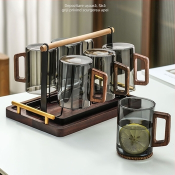 Set de căni de apă din sticlă de nuc de înaltă calitate, ceașcă de ceai de uz casnic, specială pentru ceai verde, set de ceai