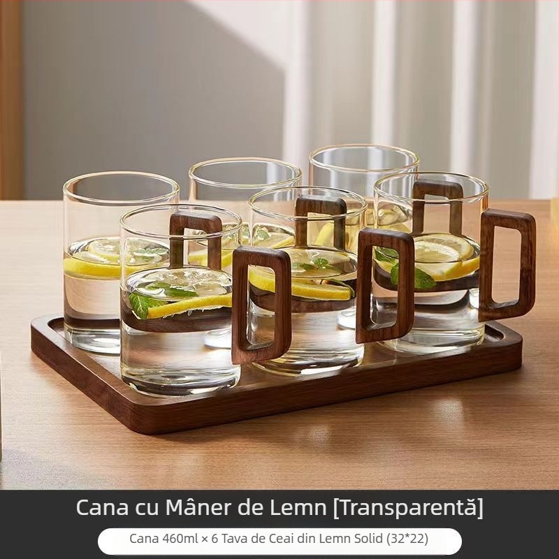 Set de căni de apă din sticlă de nuc de înaltă calitate, ceașcă de ceai de uz casnic, specială pentru ceai verde, set de ceai