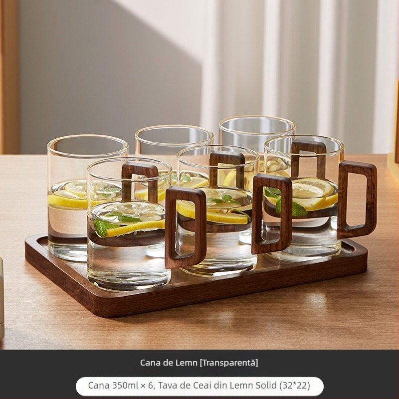 Set de căni de apă din sticlă de nuc de înaltă calitate, ceașcă de ceai de uz casnic, specială pentru ceai verde, set de ceai