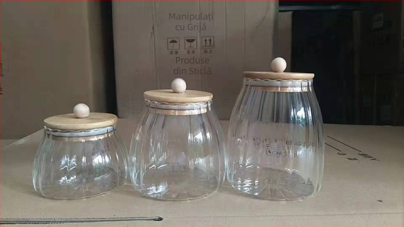 Livrare din fabrică, borcan sigilat din sticlă borosilicată de înaltă calitate, capac din bambus rezistent la căldură, borcan de ceai, borcan triunghiular, borcan de depozitare, sticlă de depozitare