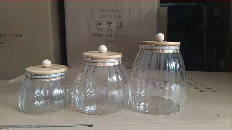 Livrare din fabrică, borcan sigilat din sticlă borosilicată de înaltă calitate, capac din bambus rezistent la căldură, borcan de ceai, borcan triunghiular, borcan de depozitare, sticlă de depozitare