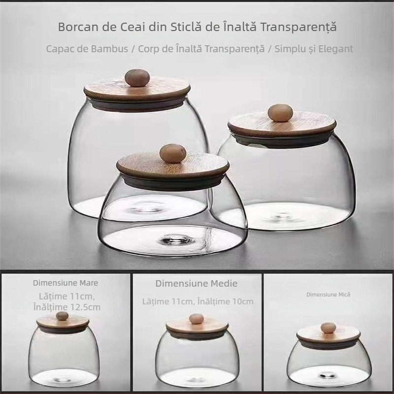 Livrare din fabrică, borcan sigilat din sticlă borosilicată de înaltă calitate, capac din bambus rezistent la căldură, borcan de ceai, borcan triunghiular, borcan de depozitare, sticlă de depozitare