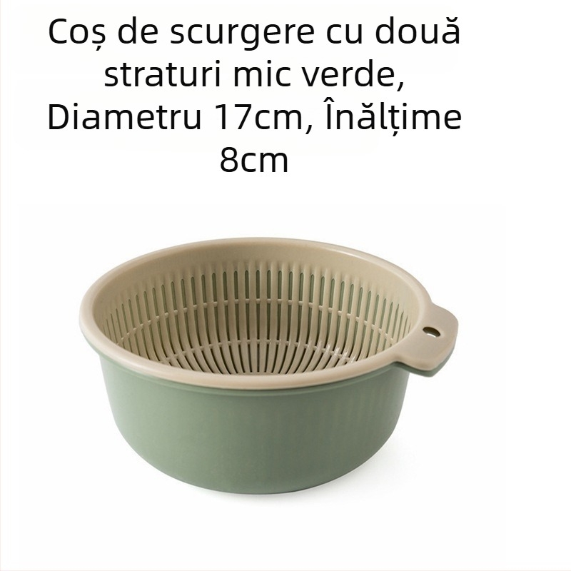 Coș de scurgere îngroșat, set de șase piese, bazin de spălat legume din plastic dublu strat, coș de scurgere multifuncțional pentru bucătărie, coș de fructe de uz casnic