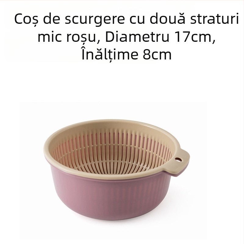 Coș de scurgere îngroșat, set de șase piese, bazin de spălat legume din plastic dublu strat, coș de scurgere multifuncțional pentru bucătărie, coș de fructe de uz casnic