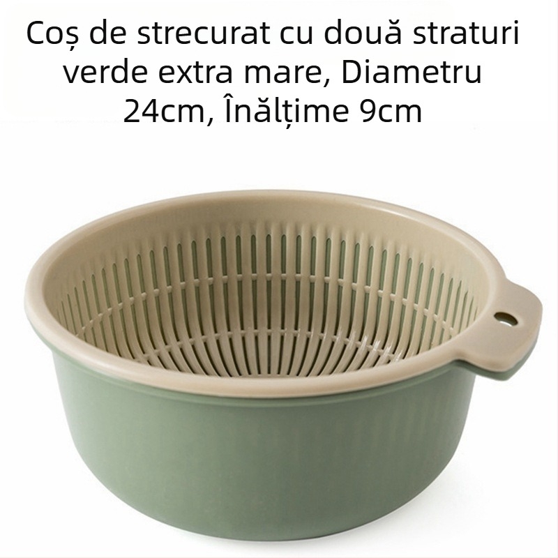 Coș de scurgere îngroșat, set de șase piese, bazin de spălat legume din plastic dublu strat, coș de scurgere multifuncțional pentru bucătărie, coș de fructe de uz casnic