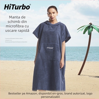Hiturbo Pelerina de baie cu uscare rapidă, halat de baie pentru plajă, scufundări, surfing, pelerină caldă, absorbant de apă, uscare rapidă, rezistentă la vânt și soare