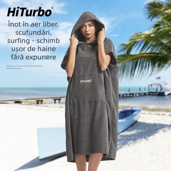Hiturbo Pelerina de baie cu uscare rapidă, halat de baie pentru plajă, scufundări, surfing, pelerină caldă, absorbant de apă, uscare rapidă, rezistentă la vânt și soare