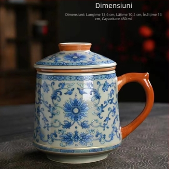 Ceașcă de ceai Ru cuptor, ceașcă de ceai personală pentru birou, ceașcă de separare a ceaiului, filtru ceramic de înaltă calitate, cutie cadou pentru ceașcă de ceai parfumată