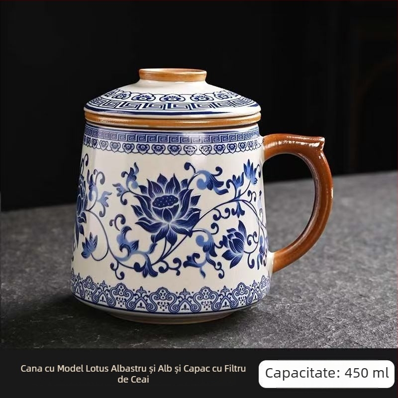Ceașcă de ceai Ru cuptor, ceașcă de ceai personală pentru birou, ceașcă de separare a ceaiului, filtru ceramic de înaltă calitate, cutie cadou pentru ceașcă de ceai parfumată