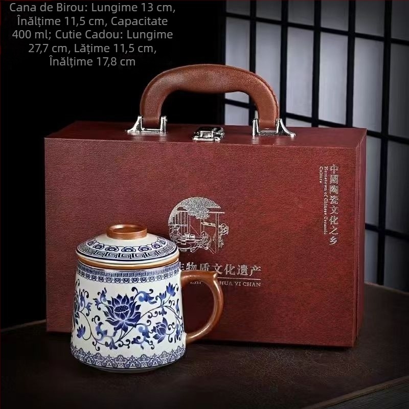 Ceașcă de ceai Ru cuptor, ceașcă de ceai personală pentru birou, ceașcă de separare a ceaiului, filtru ceramic de înaltă calitate, cutie cadou pentru ceașcă de ceai parfumată