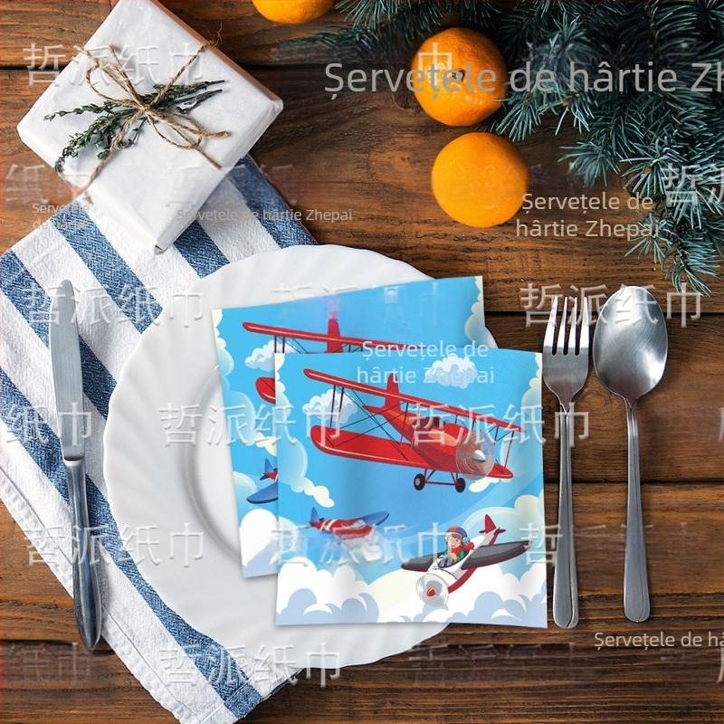 [Stoc disponibil] Șervețele de petrecere pentru copii cu tematică retro transfrontalieră, în stil vechi, cu model de avion